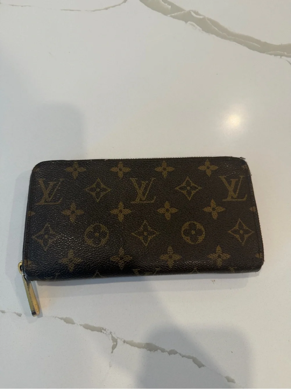 Louis Vuitton Monogram Canvas Zip Wallet in Brown and Gold